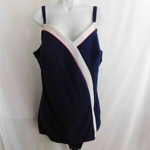 NWT Vintage Robby Len Swimsuit 1 Piece Red, White, Blue SIZE 24W Made USA